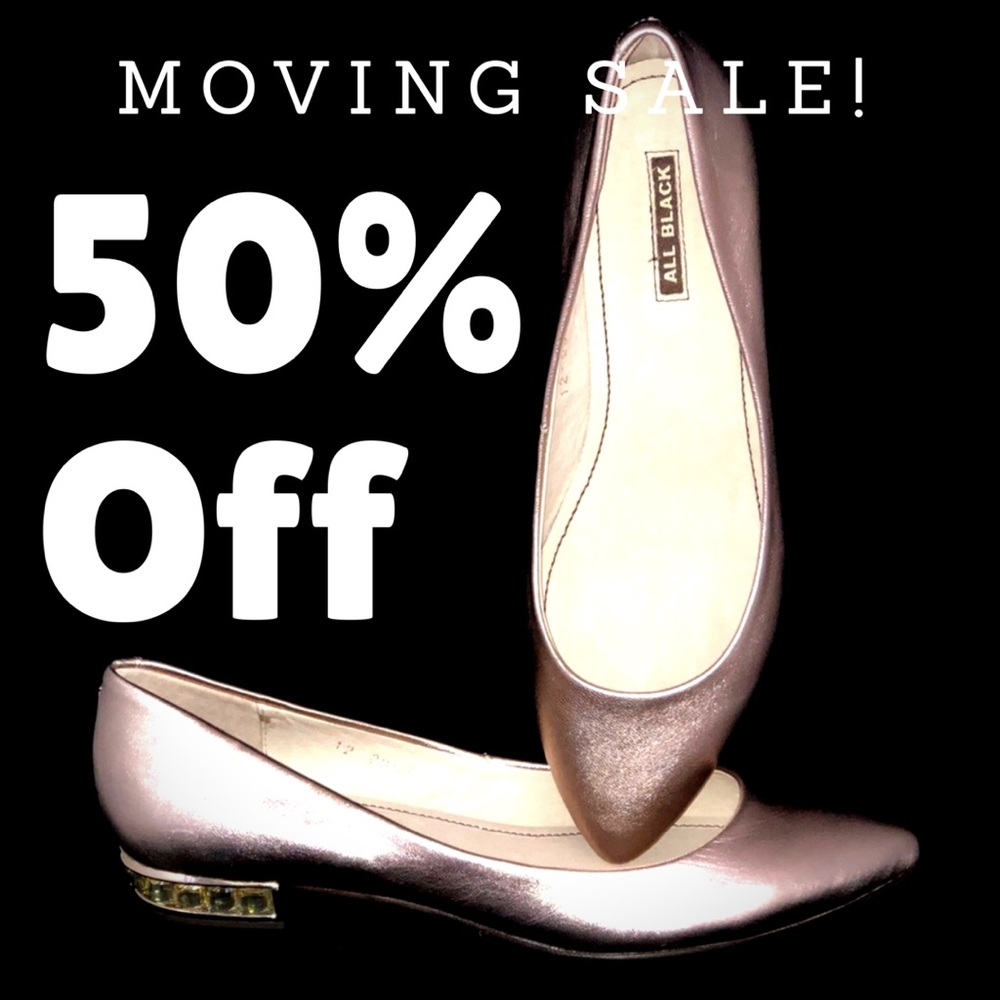 NIB rose gold flats with jeweled heel